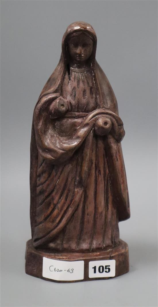 A carved wood figure of the Virgin Mary height 29.5cm